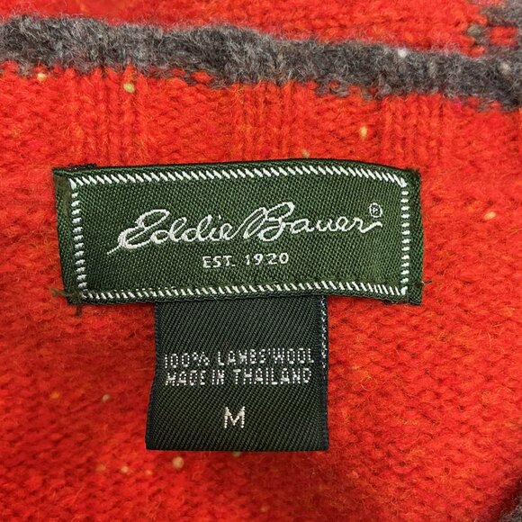 Eddie Bauer 100% Lambswool Fair Isle V-Neck Sweater Womens Medium - Picture 8 of 11